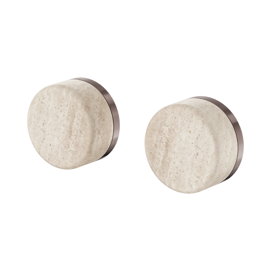 Nero Serenity Wall Top Assembly With Rome Travertine Handle Brushed Bronze