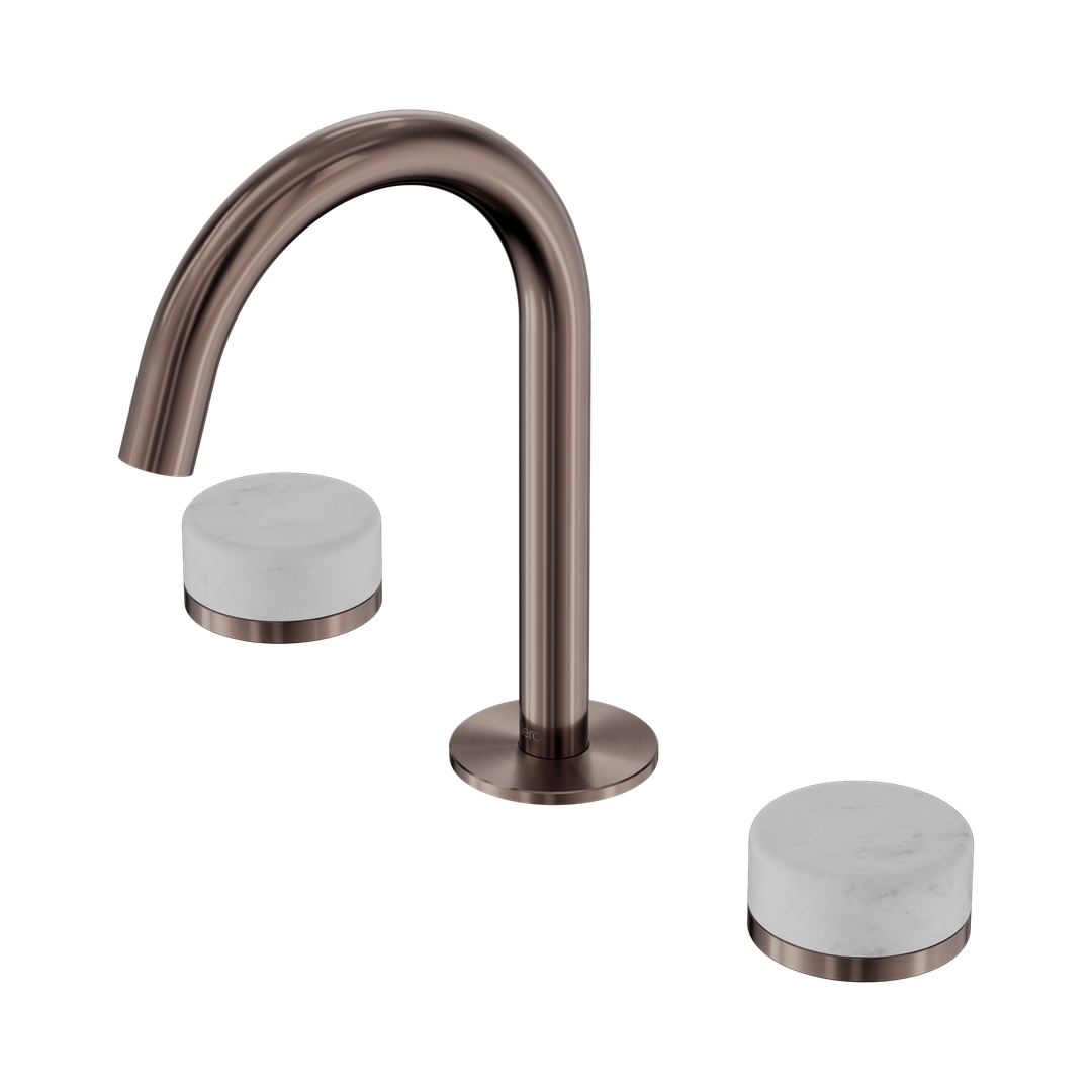 Nero Serenity Basin Set Arc Spout With Carrara Handle Brushed Bronze