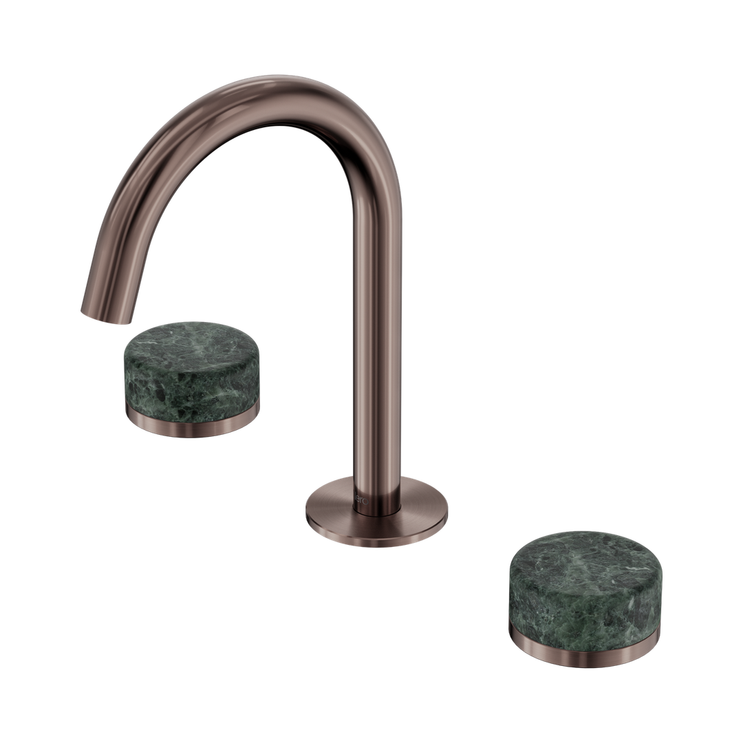 Nero Serenity Basin Set Arc Spout With Verde Alpi Handle Brushed Bronze
