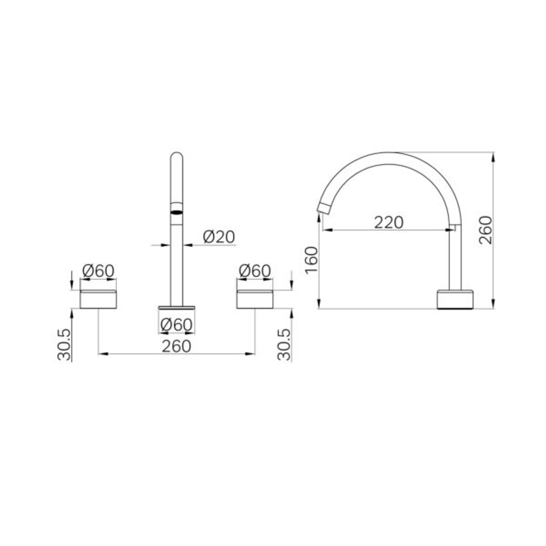 Nero Serenity Bath/Kitchen Set Arc Spout With Metal Handle Gun Metal