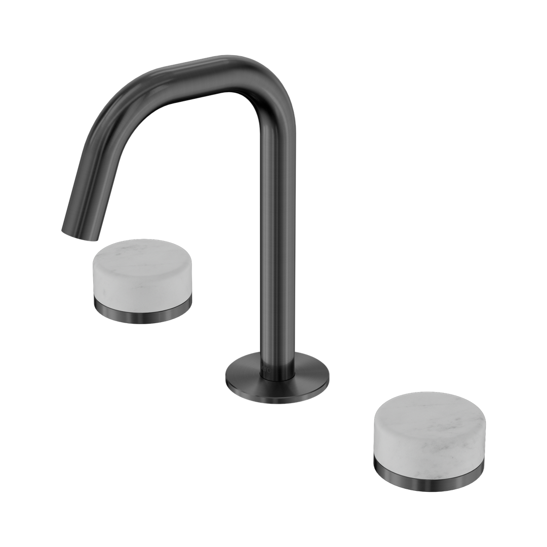 Nero Serenity Basin Set Edge Spout With Carrara Handle Gun Metal