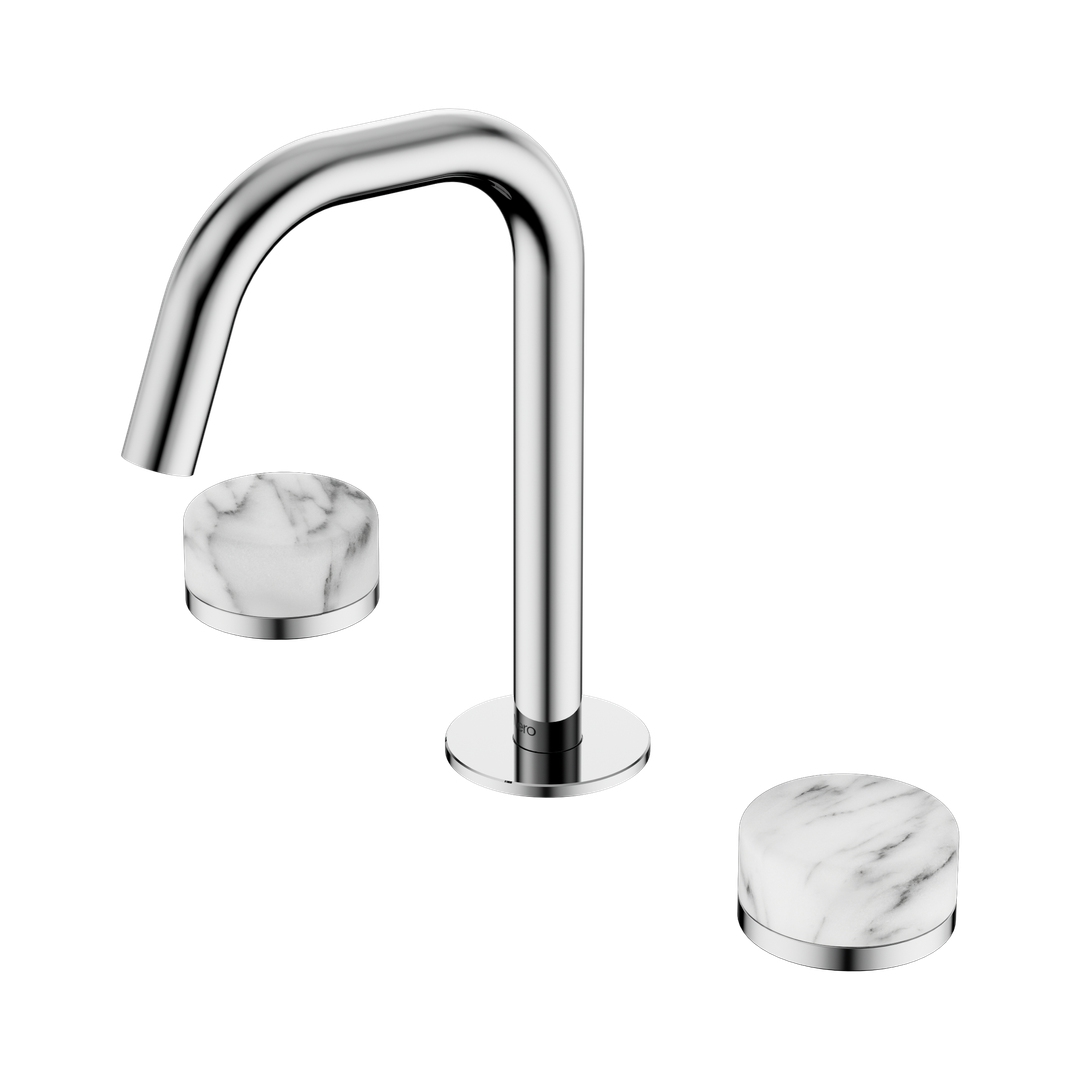 Nero Serenity Basin Set Edge Spout With Arabescato Corchia Handle Chrome
