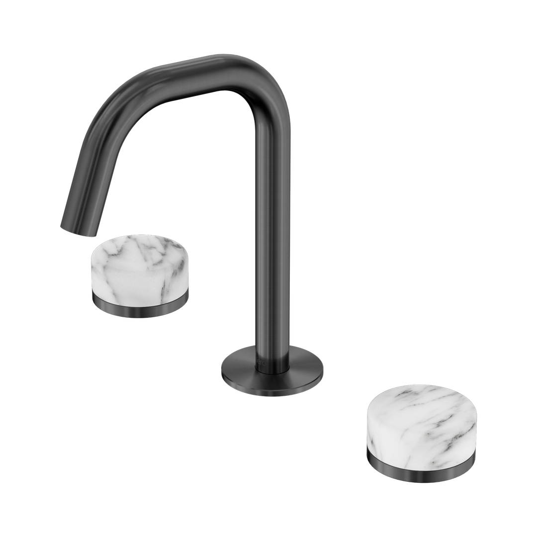 Nero Serenity Basin Set Edge Spout With Arabescato Corchia Handle Gun Metal