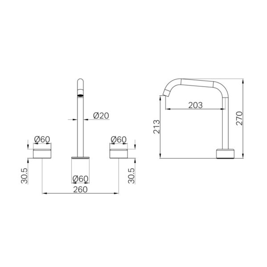 Nero Serenity Bath/Kitchen Set Edge Spout With Metal Handle Brushed Nickel