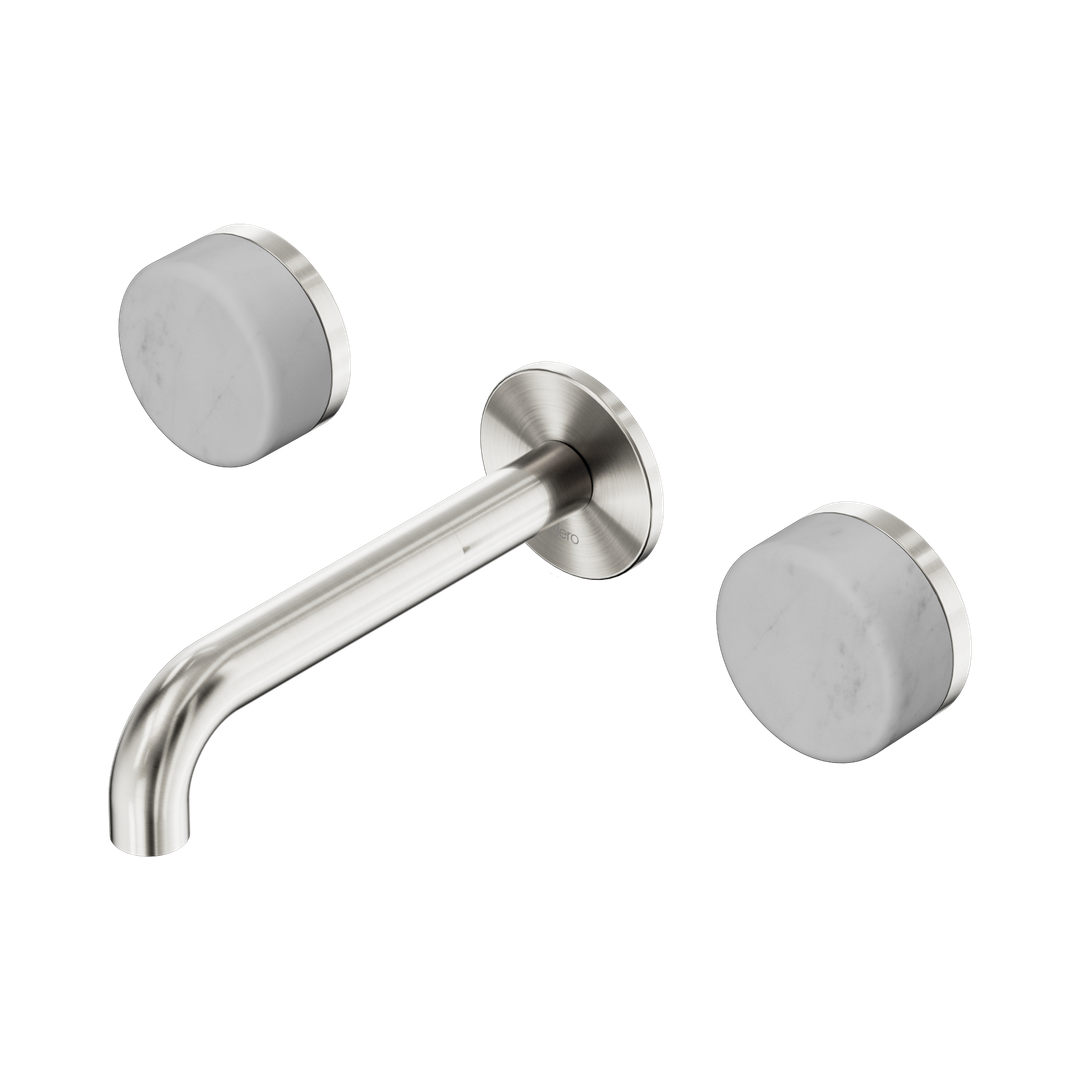 Nero Serenity Wall Basin Set 160Mm Spout With Carrara Handle Brushed Nickel