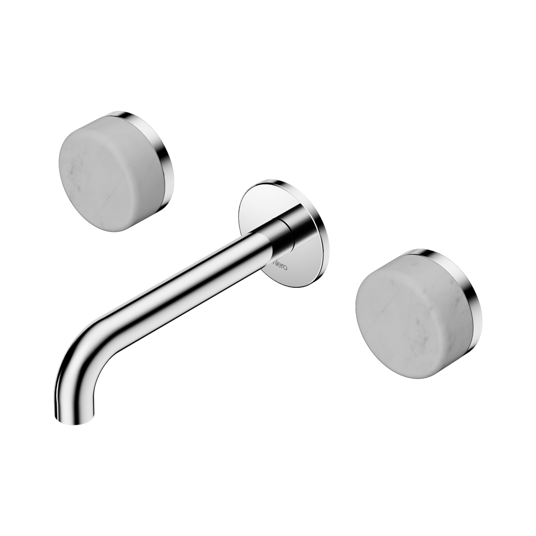 Nero Serenity Wall Basin Set 160Mm Spout With Carrara Handle Chrome