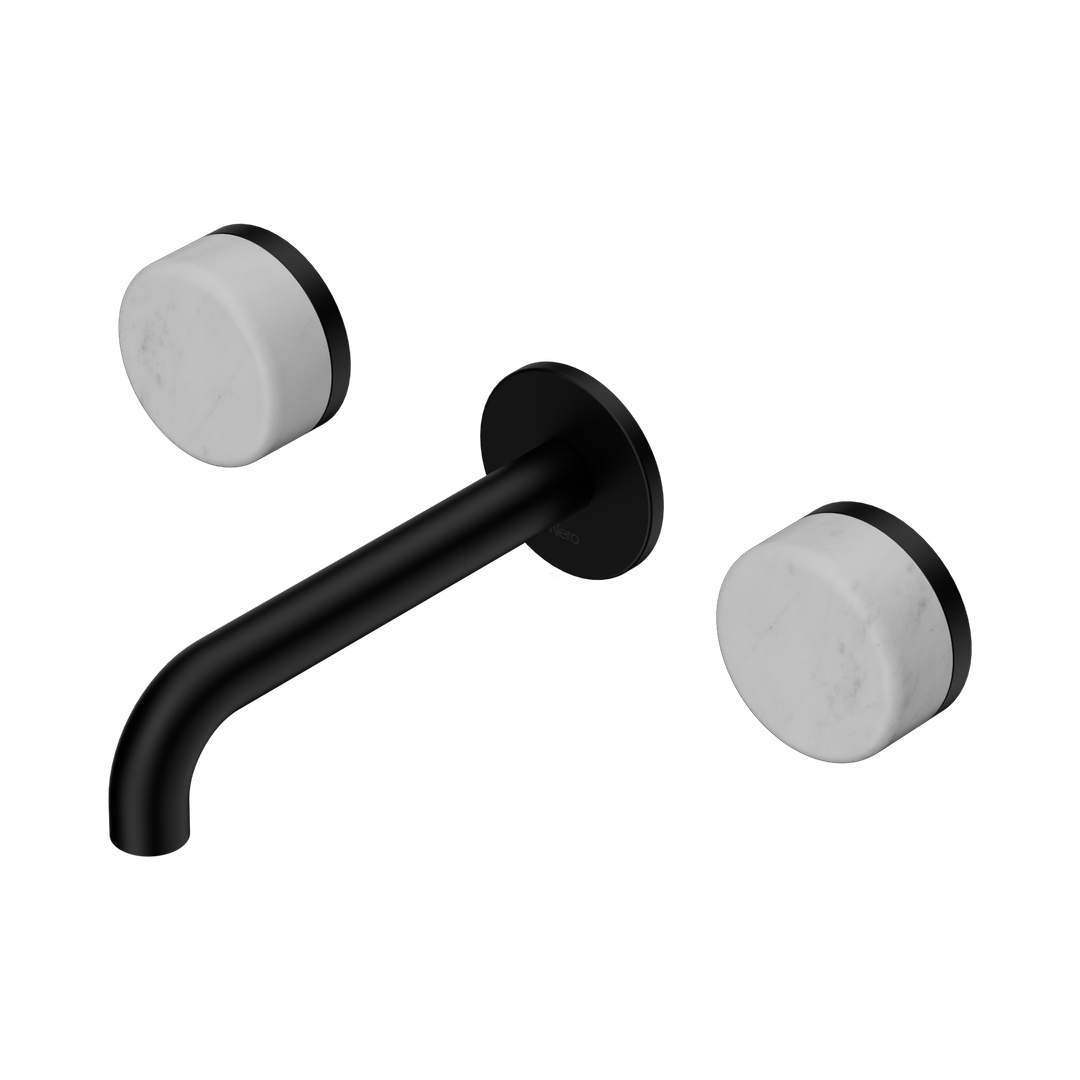 Nero Serenity Wall Basin Set 160Mm Spout With Carrara Handle Matte Black