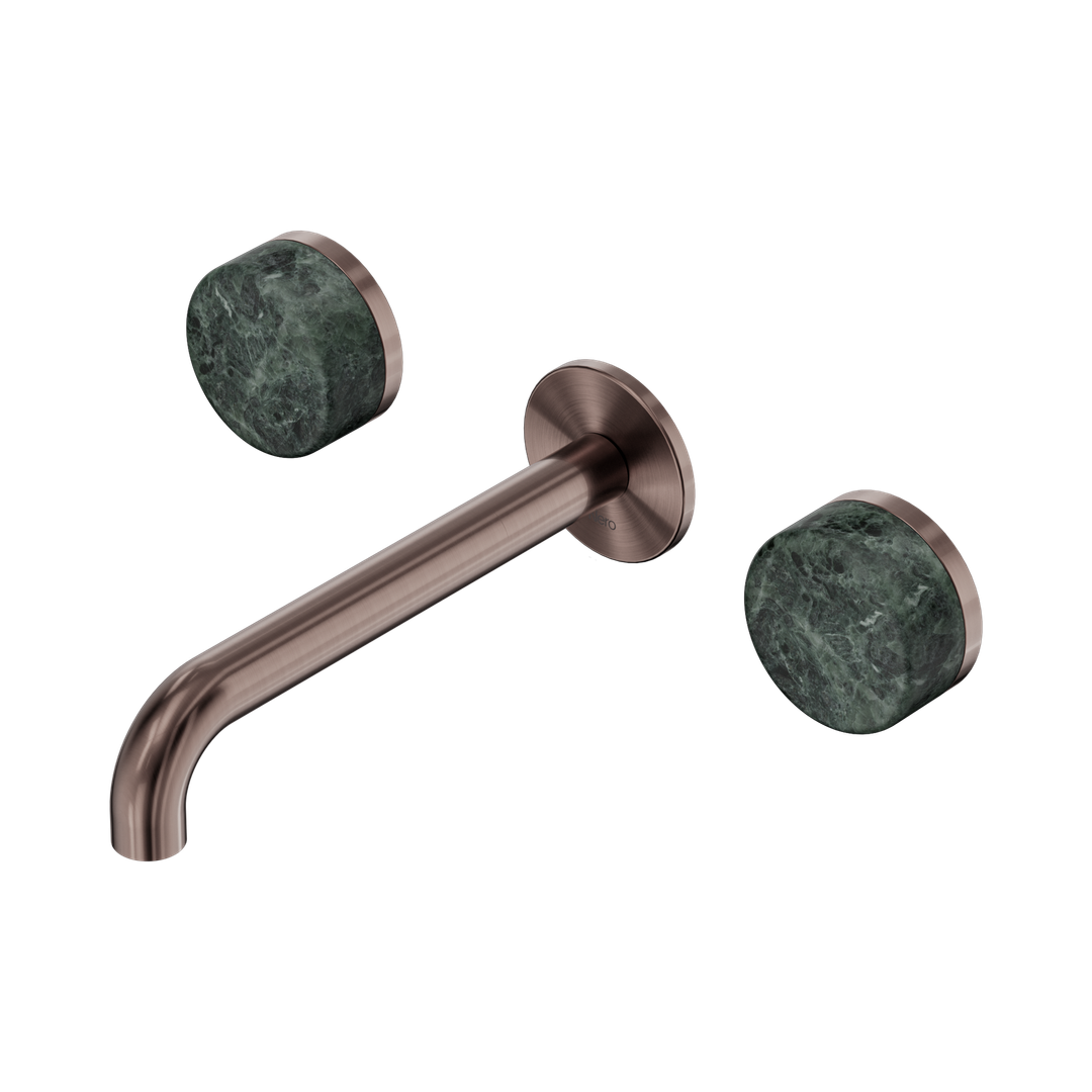 Nero Serenity Wall Basin Set 185Mm Spout With Verde Alpi Handle Brushed Bronze