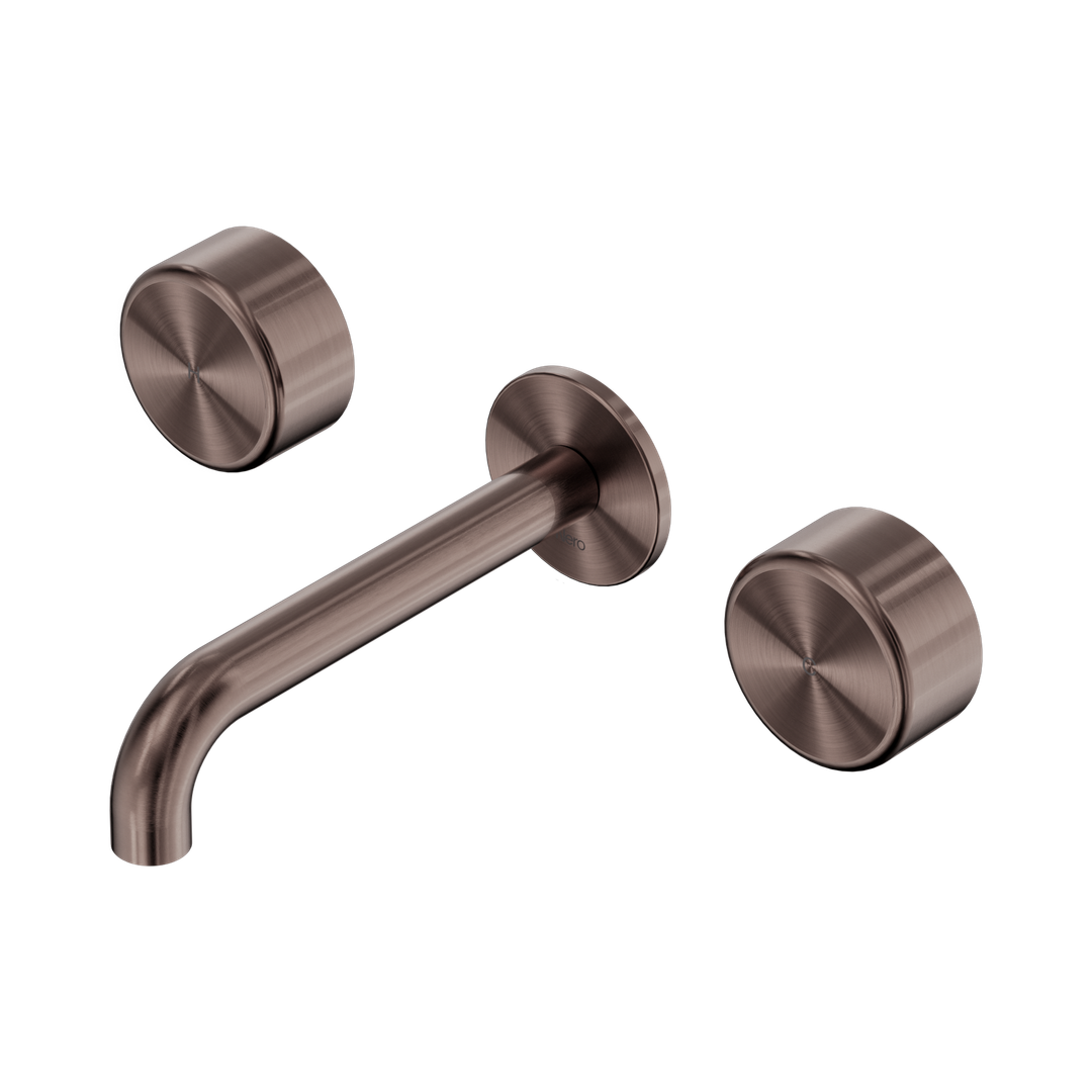 Nero Serenity Wall Basin Set 185Mm Spout With Metal Handle Brushed Bronze