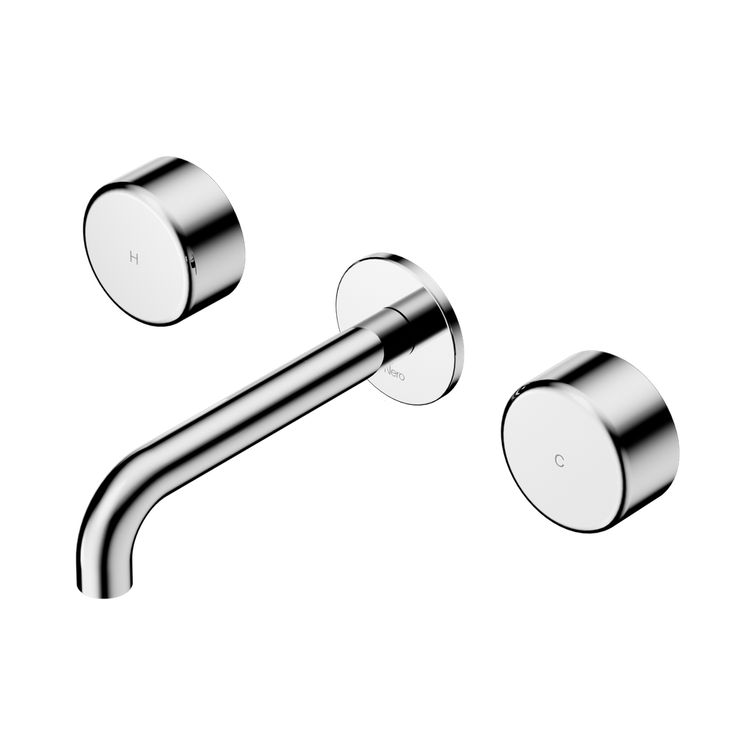 Nero Serenity Wall Basin Set 185Mm Spout With Metal Handle Chrome