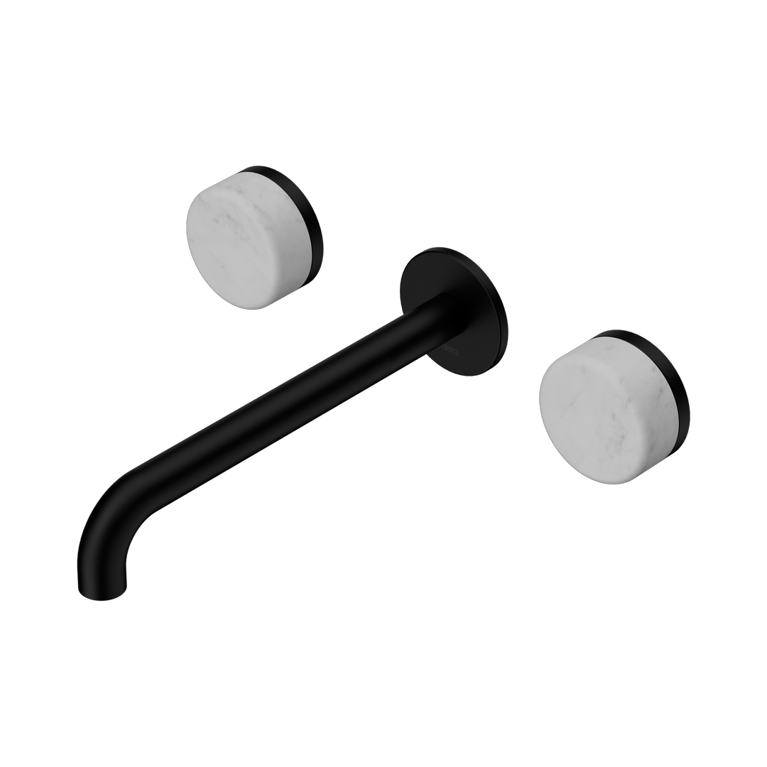 Nero Serenity Wall Basin Set 220Mm Spout With Carrara Handle Matte Black