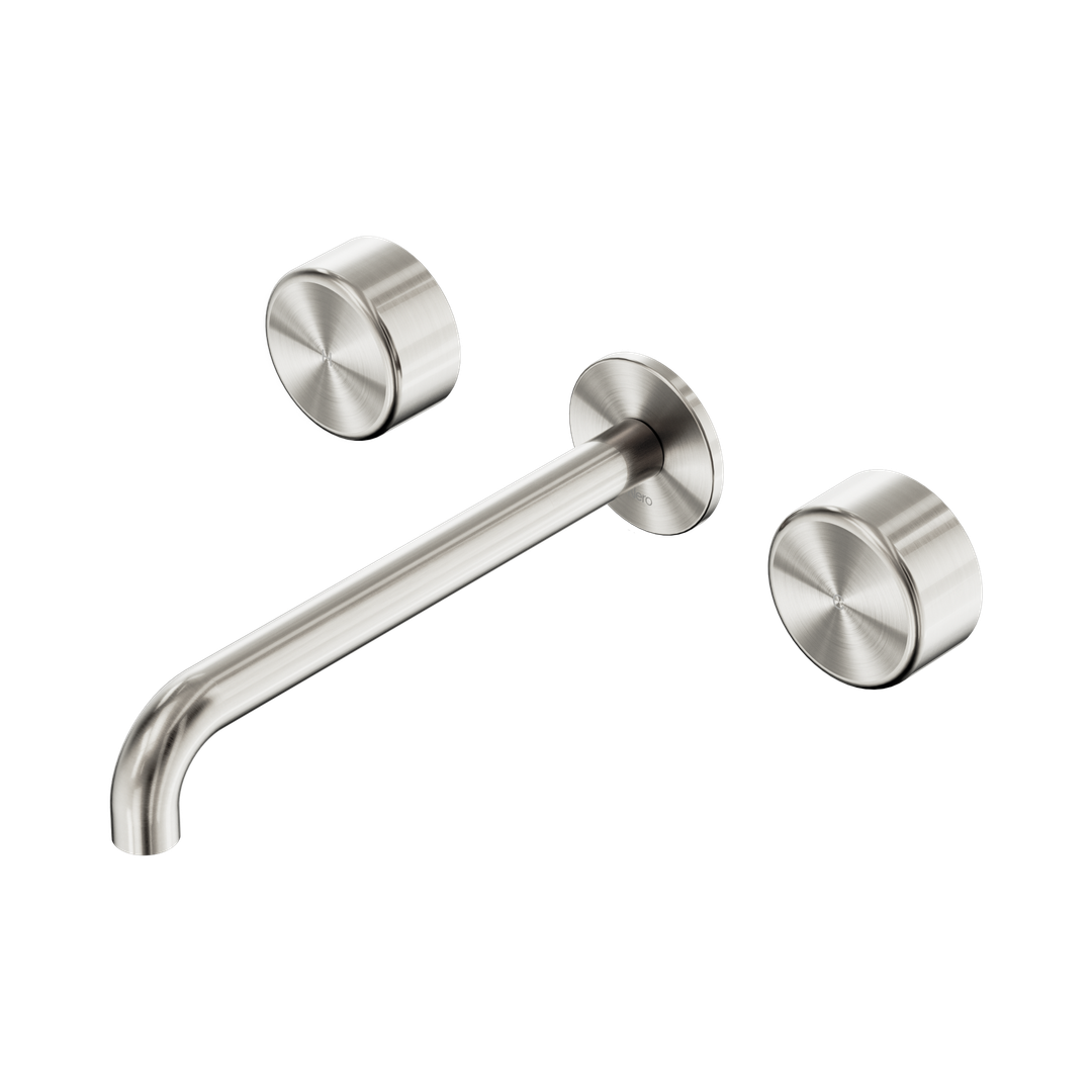Nero Serenity Wall Basin Set 220Mm Spout With Metal Handle Brushed Nickel