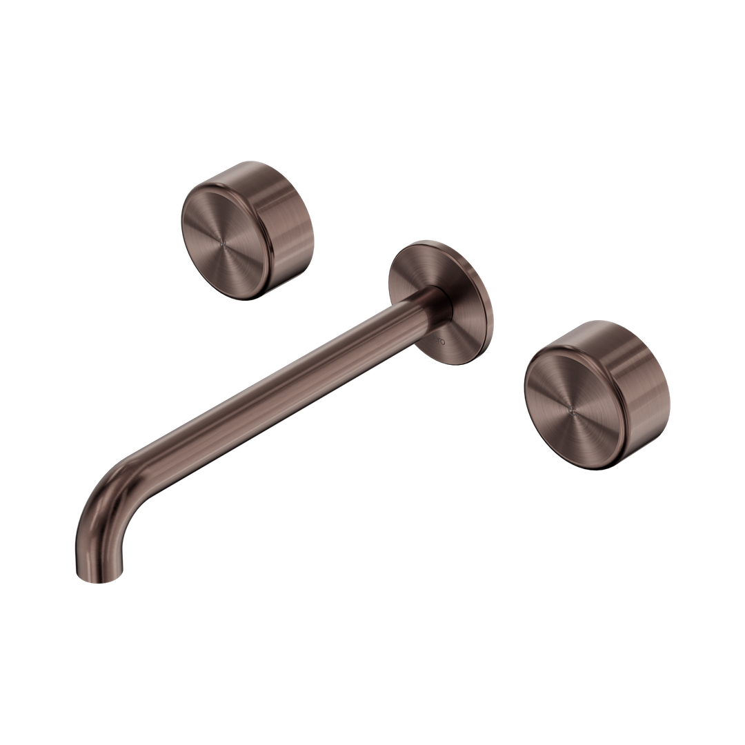 Nero Serenity Wall Basin Set 220Mm Spout With Metal Handle Brushed Bronze