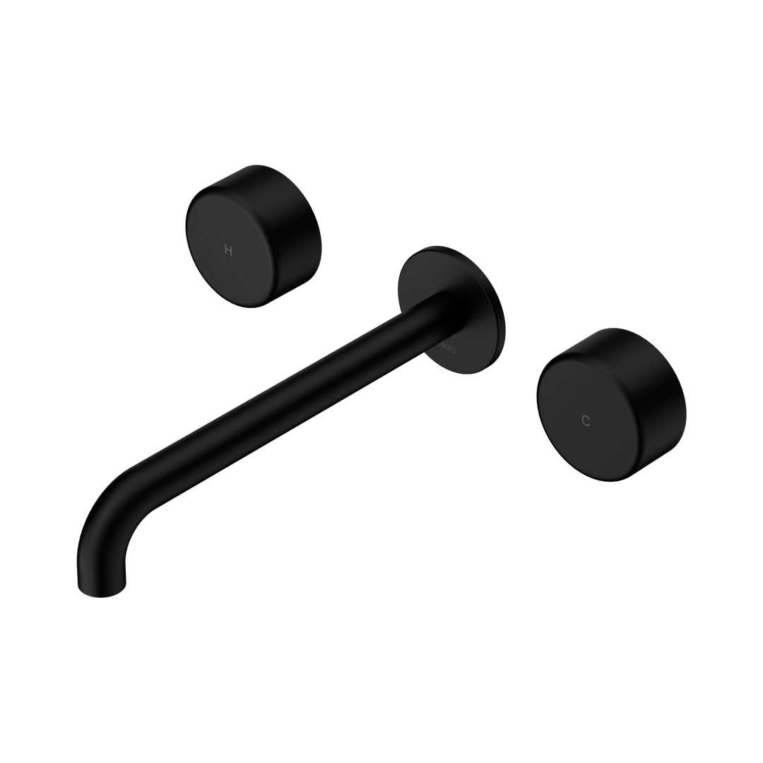 Nero Serenity Wall Basin Set 220Mm Spout With Metal Handle Matte Black