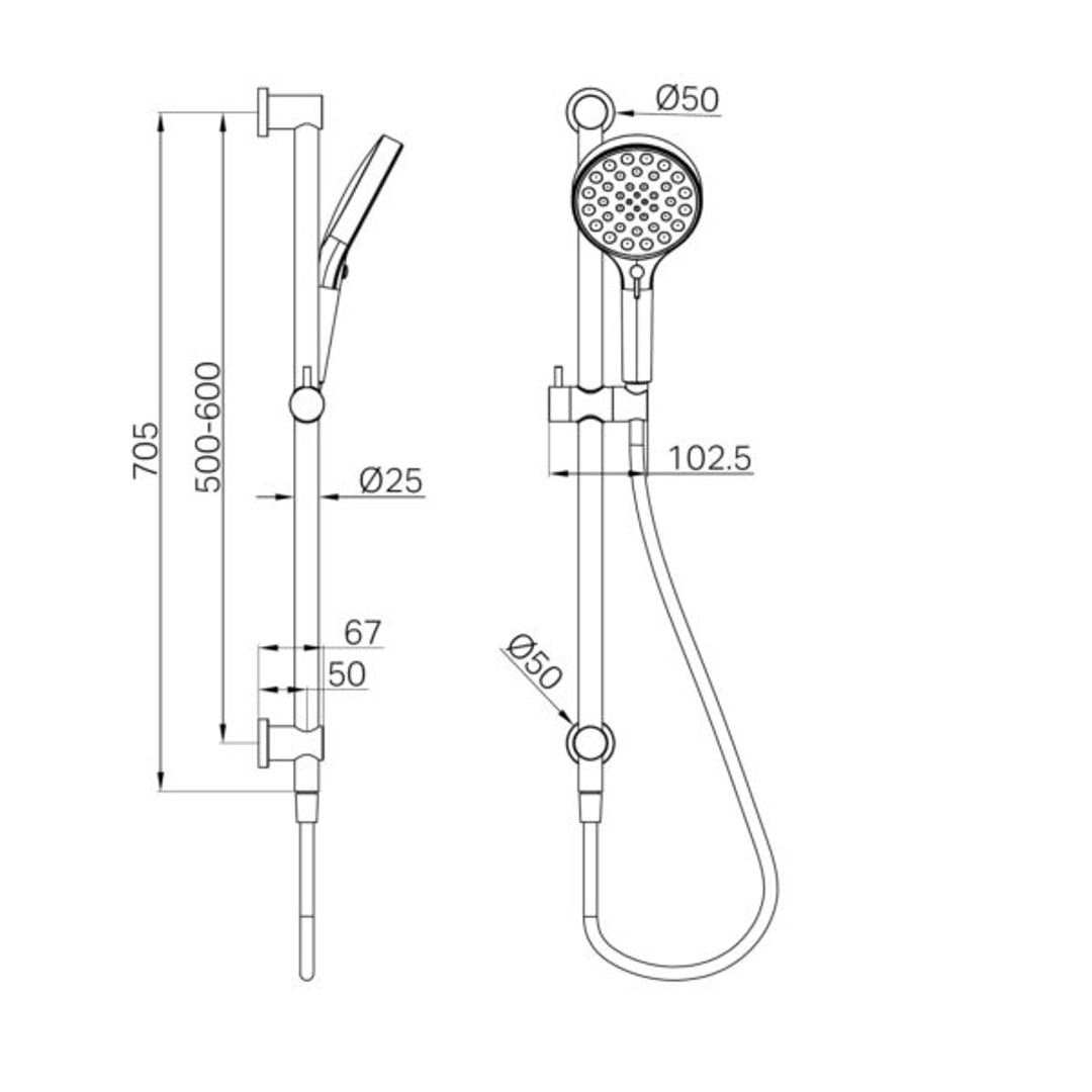 Nero Serenity Rail Shower Gun Metal