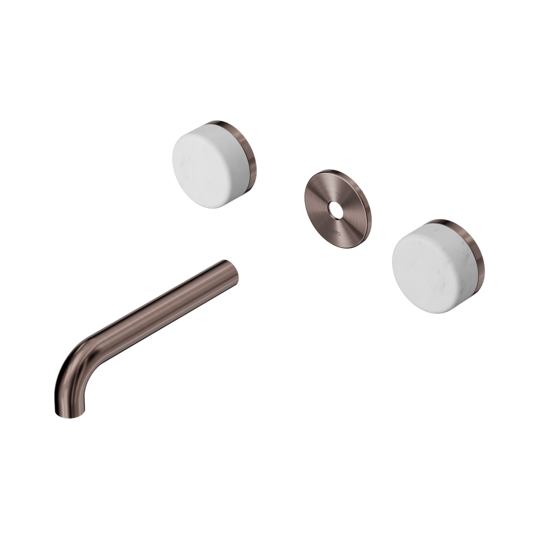 Nero Serenity Wall Basin Set 160Mm Spout With Carrara Handle Trim Kit Only Brushed Bronze