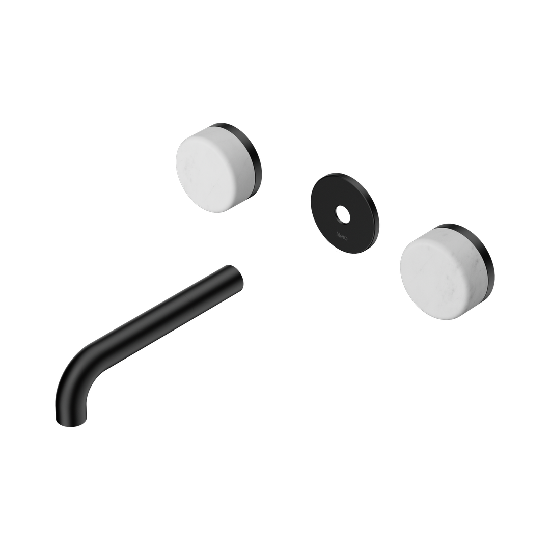 Nero Serenity Wall Basin Set 160Mm Spout With Carrara Handle Trim Kit Only Matte Black