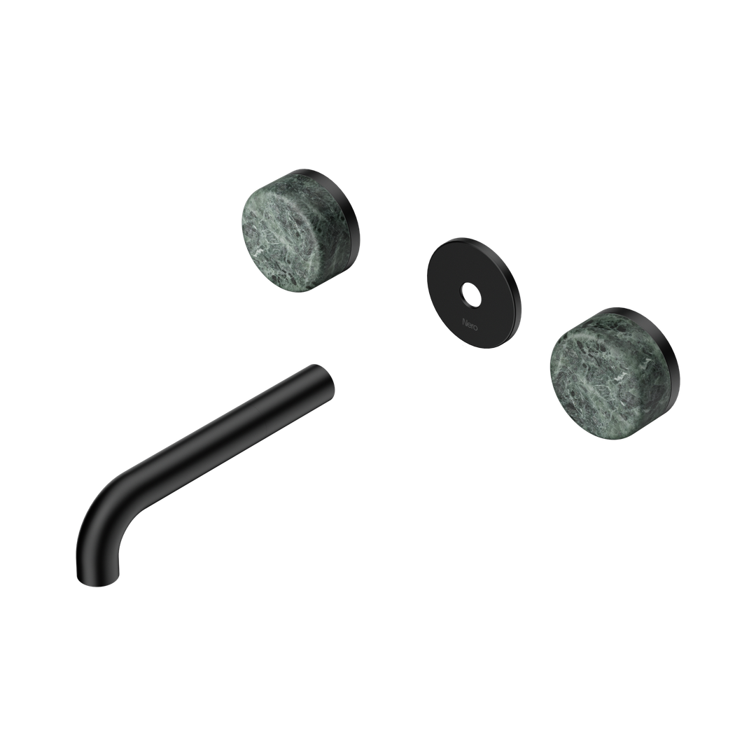 Nero Serenity Wall Basin Set 160Mm Spout With Verde Alpi Handle Trim Kit Only Matte Black