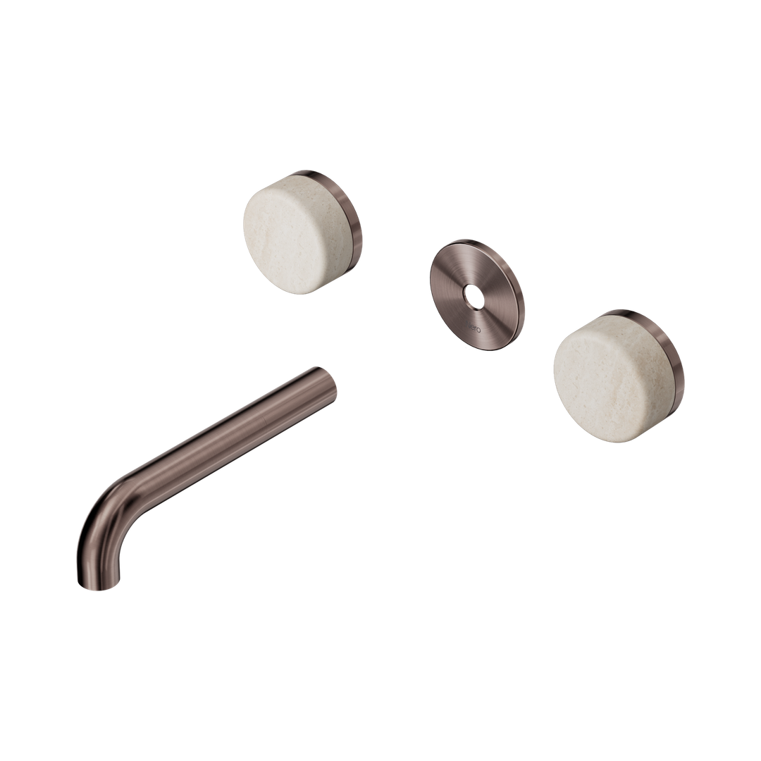 Nero Serenity Wall Basin Set 160Mm Spout With Rome Travertine Handle Trim Kit Only Brushed Bronze