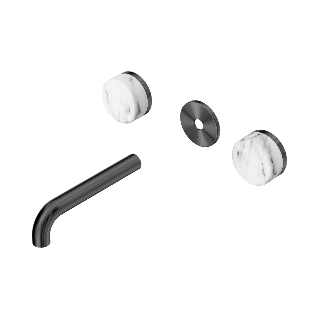 Nero Serenity Wall Basin Set 160Mm Spout Arabescato Corchia Handle Trim Kit Only Gun Metal