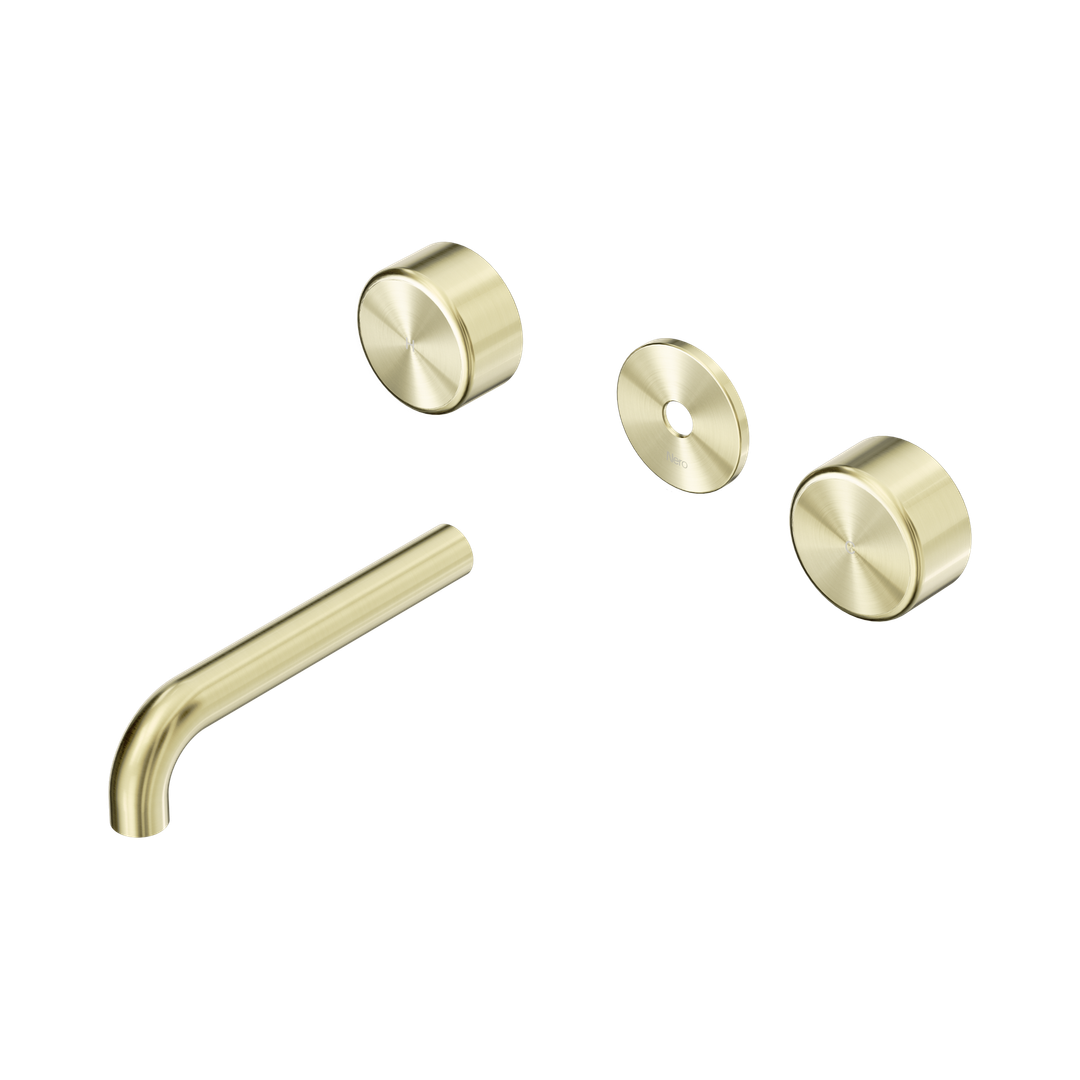 Nero Serenity Wall Basin Set 160Mm Spout With Metal Handle Trim Kit Only Brushed Gold