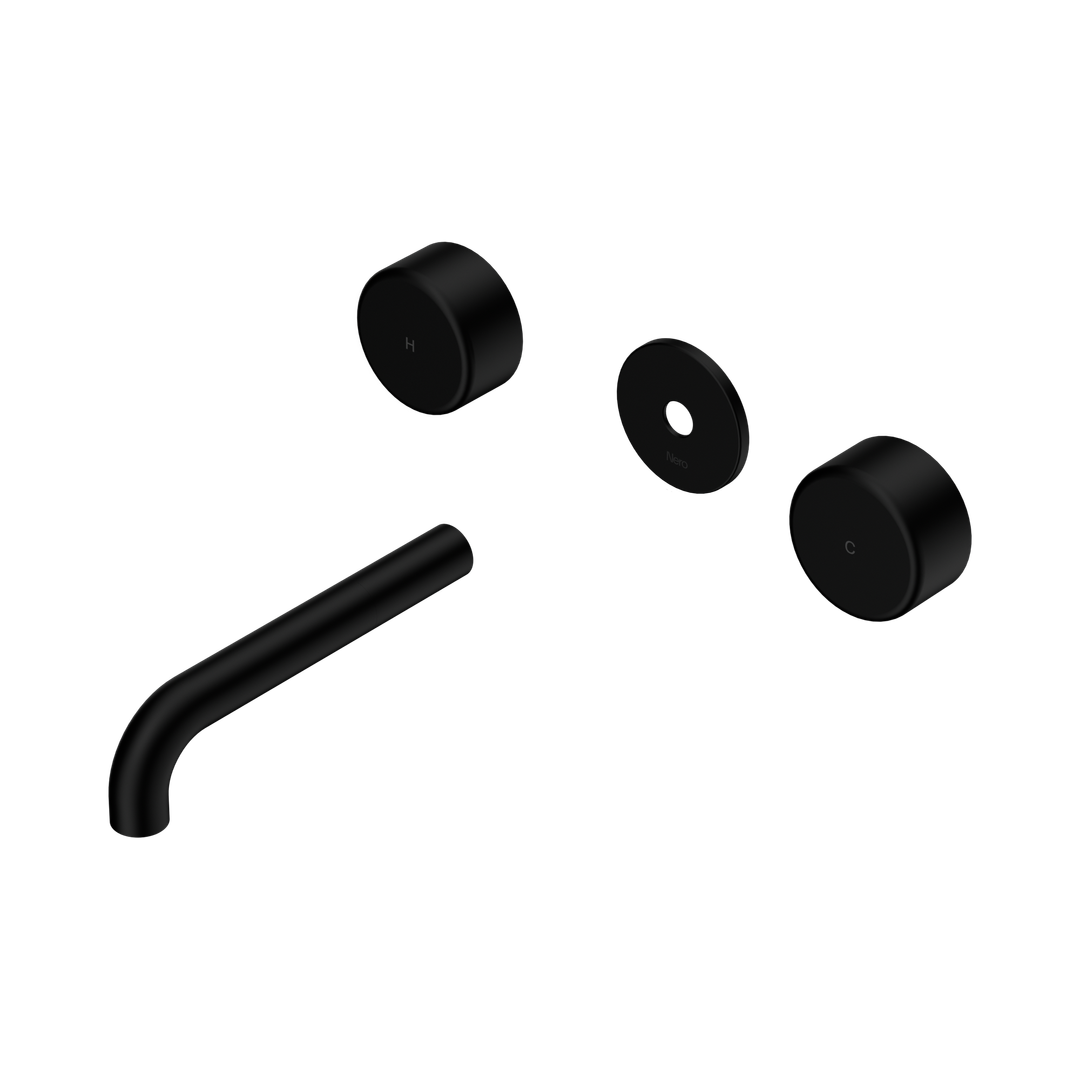 Nero Serenity Wall Basin Set 160Mm Spout With Metal Handle Trim Kit Only Matte Black