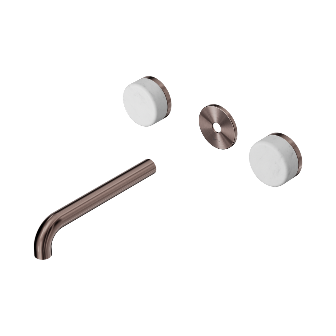 Nero Serenity Wall Basin Set 185Mm Spout With Carrara Handle Trim Kit Only Brushed Bronze