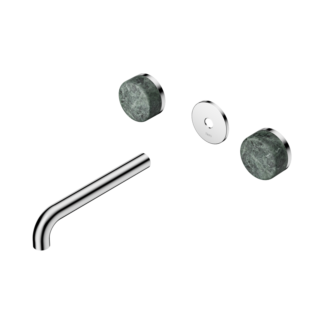 Nero Serenity Wall Basin Set 185Mm Spout With Verde Alpi Handle Trim Kit Only Chrome