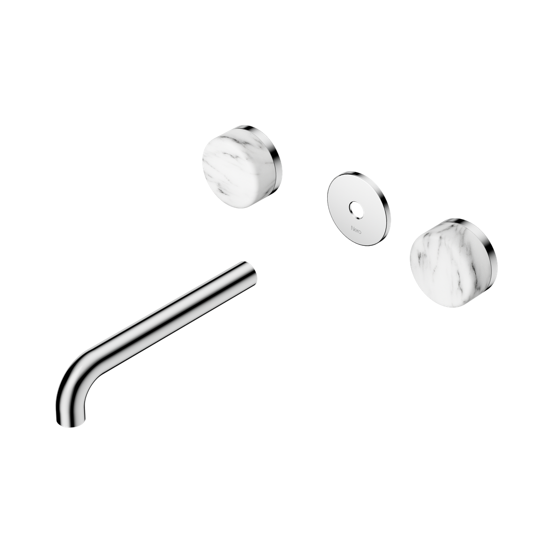 Nero Serenity Wall Basin Set 185Mm Spout With Arabescato Corchia Handle Trim Kit Only Chrome