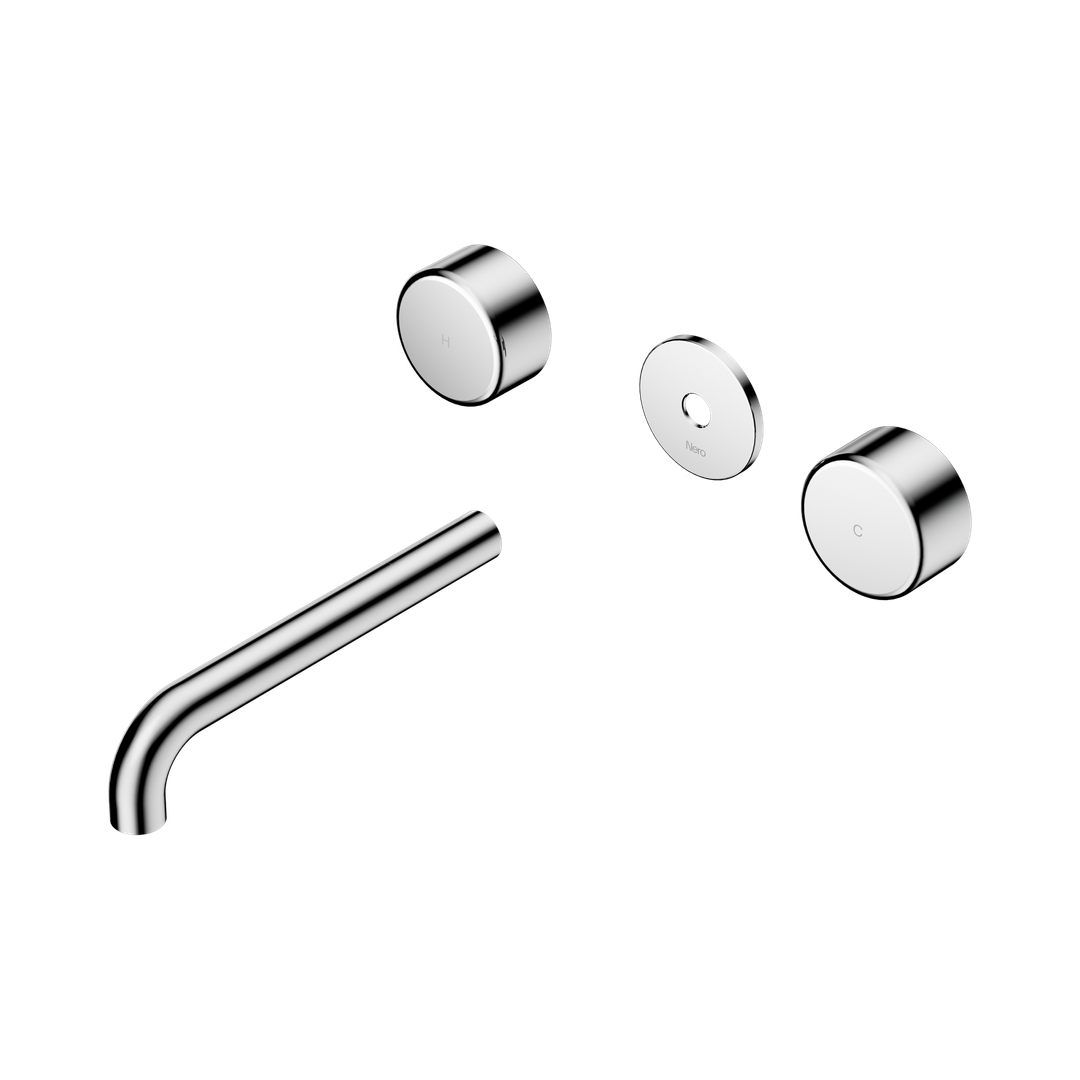 Nero Serenity Wall Basin Set 185Mm Spout With Metal Handle Trim Kit Only Chrome