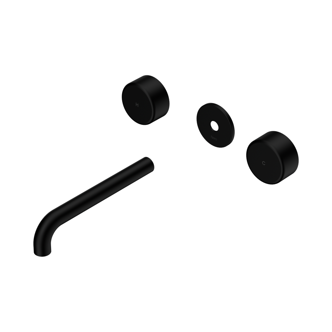 Nero Serenity Wall Basin Set 185Mm Spout With Metal Handle Trim Kit Only Matte Black