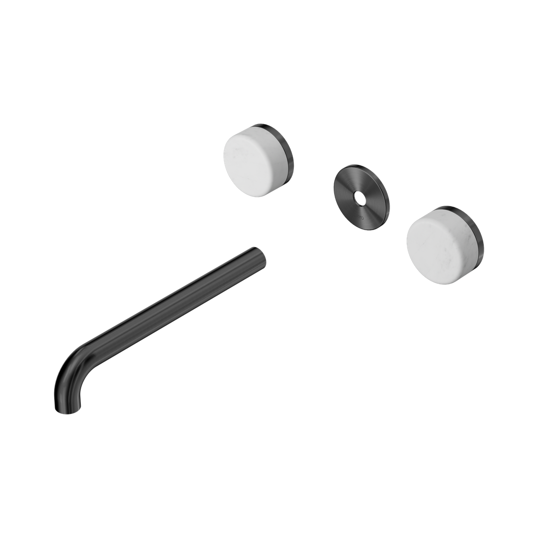 Nero Serenity Wall Basin Set 220Mm Spout With Carrara Handle Trim Kit Only Gun Metal