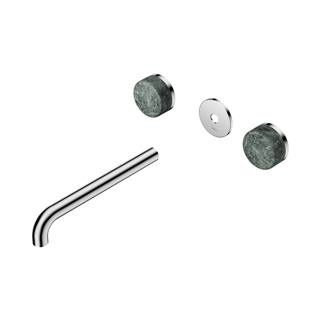 Nero Serenity Wall Basin Set 220Mm Spout With Verde Alpi Handle Trim Kit Only Chrome