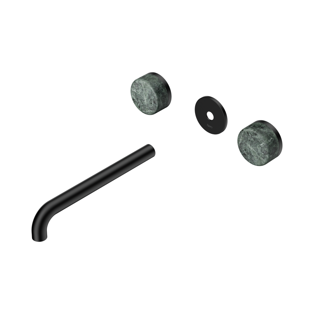 Nero Serenity Wall Basin Set 220Mm Spout With Verde Alpi Handle Trim Kit Only Matte Black