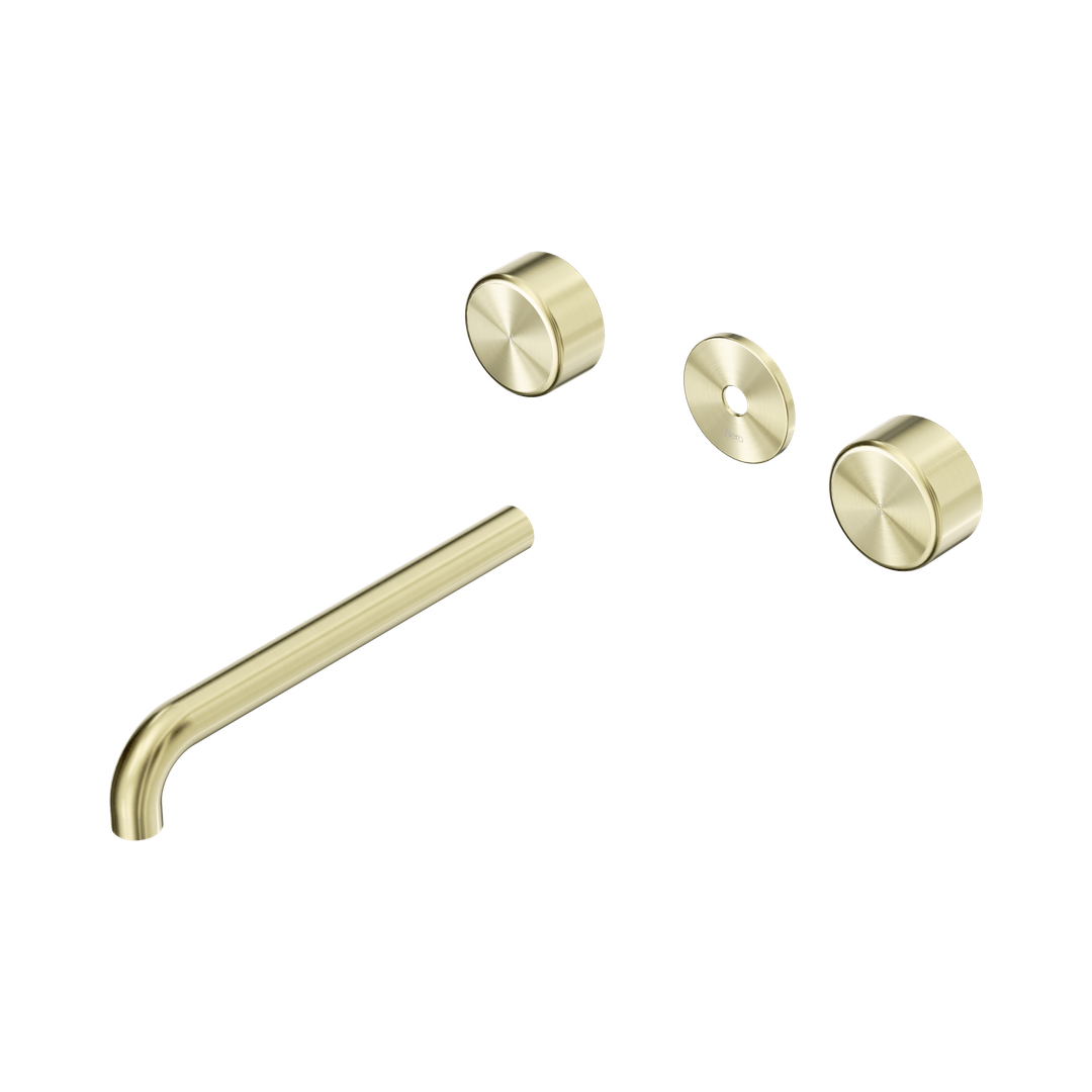 Nero Serenity Wall Basin Set 220Mm Spout With Metal Handle Trim Kit Only Brushed Gold
