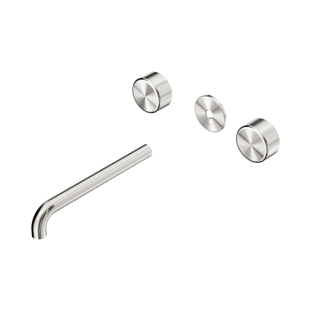 Nero Serenity Wall Basin Set 220Mm Spout With Metal Handle Trim Kit Only Brushed Nickel