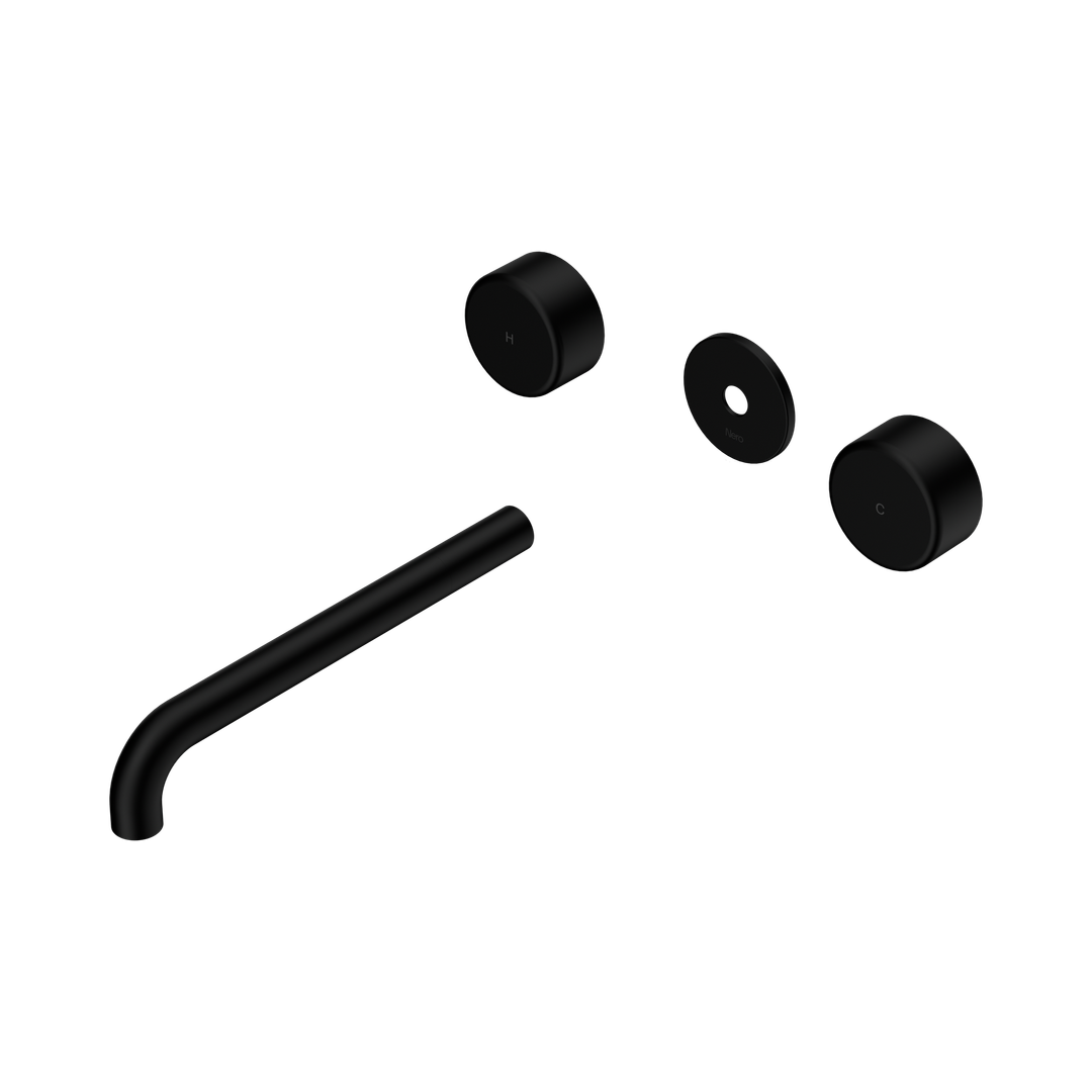 Nero Serenity Wall Basin Set 220Mm Spout With Metal Handle Trim Kit Only Matte Black