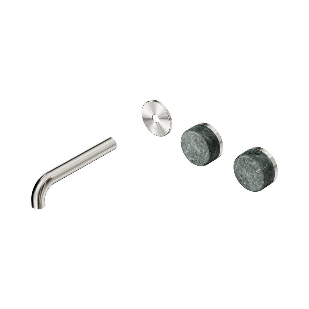 Nero Serenity Wall Basin Set 160Mm Offset Spout Verde Alpi Handle Trim Kit Only Brushed Nickel
