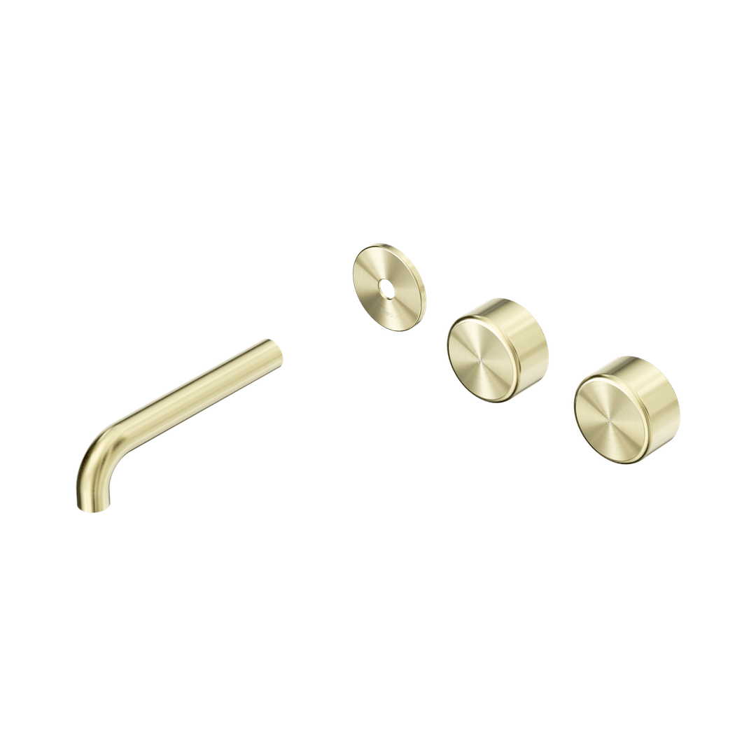 Nero Serenity Wall Basin Set 160Mm Offset Spout With Metal Handle Trim Kit Only Brushed Gold