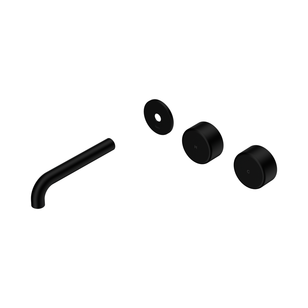 Nero Serenity Wall Basin Set 160Mm Offset Spout With Metal Handle Trim Kit Only Matte Black