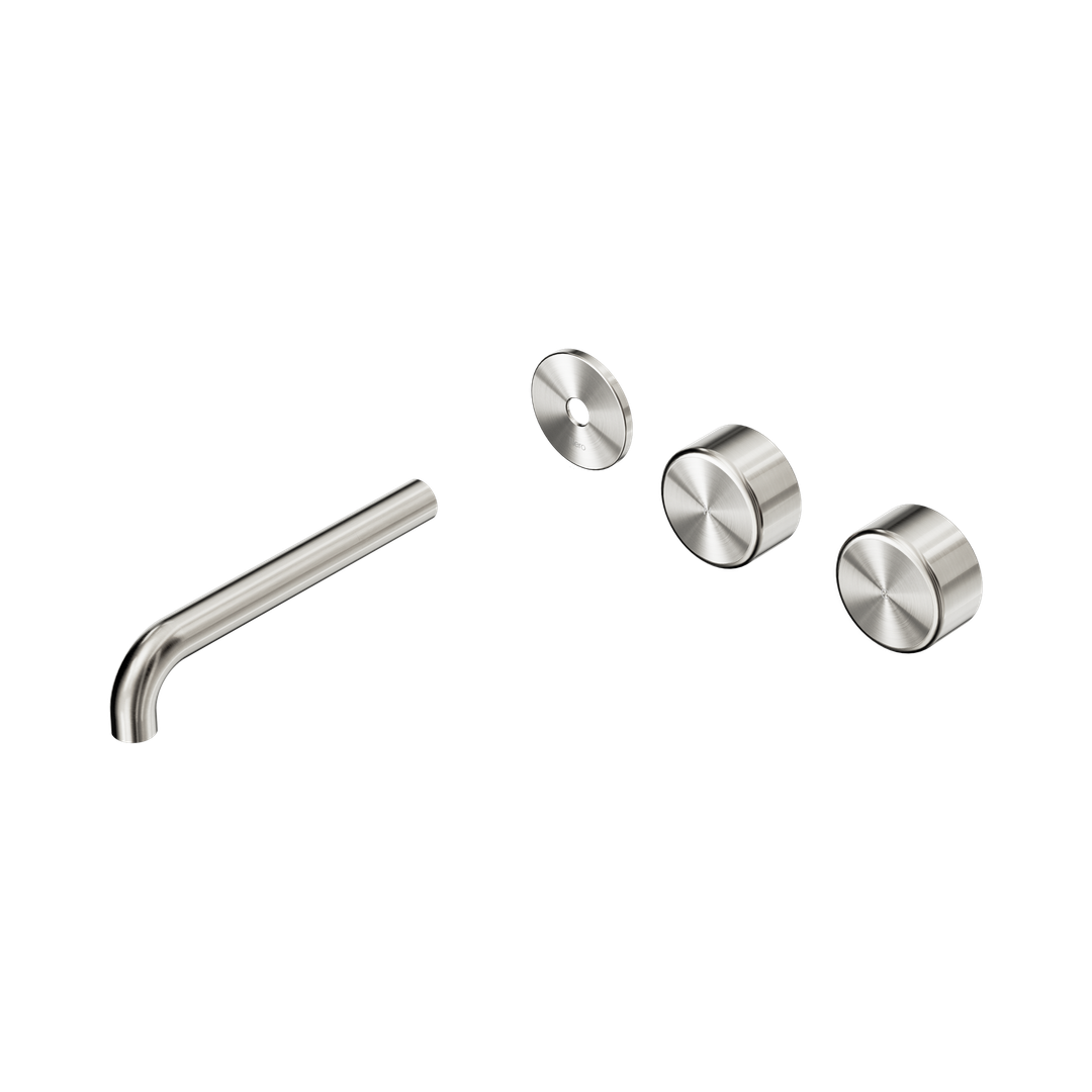 Nero Serenity Wall Basin Set 185Mm Offset Spout With Metal Handle Trim Kit Only Brushed Nickel