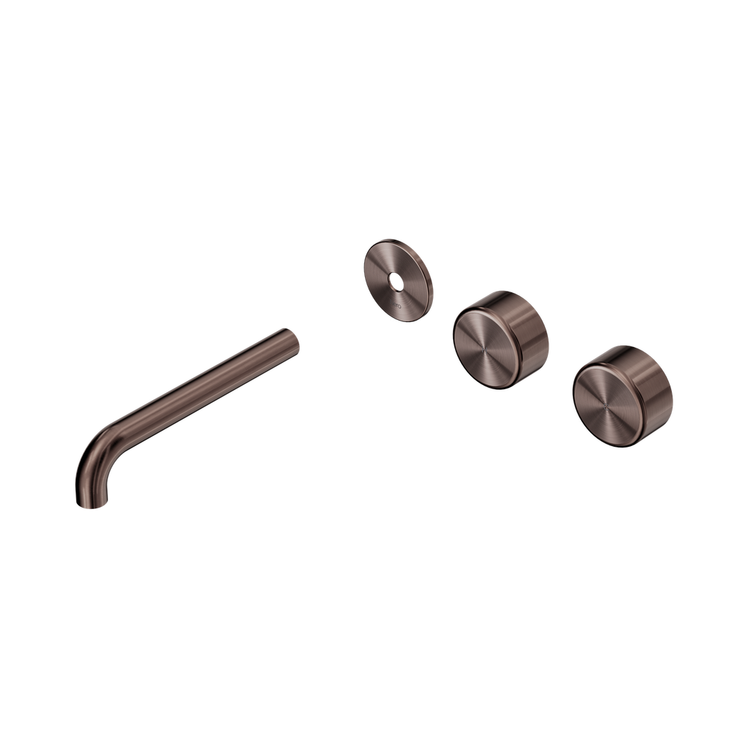 Nero Serenity Wall Basin Set 185Mm Offset Spout With Metal Handle Trim Kit Only Brushed Bronze