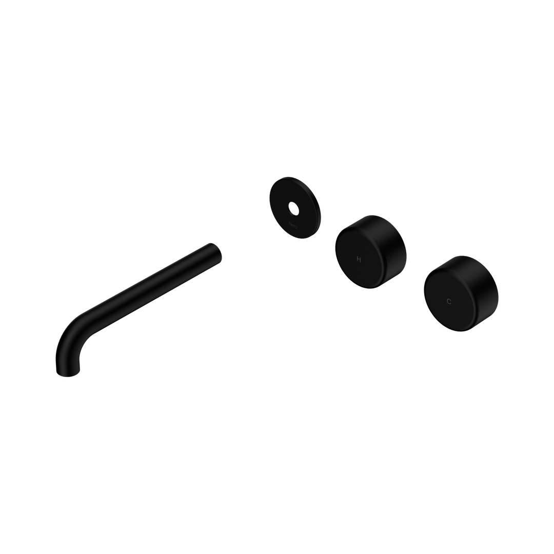 Nero Serenity Wall Basin Set 185Mm Offset Spout With Metal Handle Trim Kit Only Matte Black