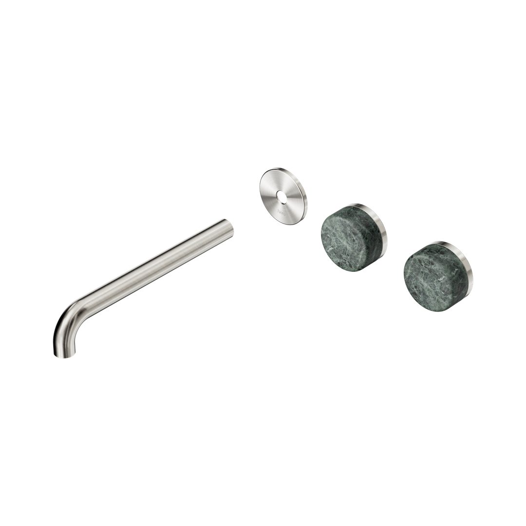Nero Serenity Wall Basin Set 220Mm Offset Spout Verde Alpi Handle Trim Kit Only Brushed Nickel