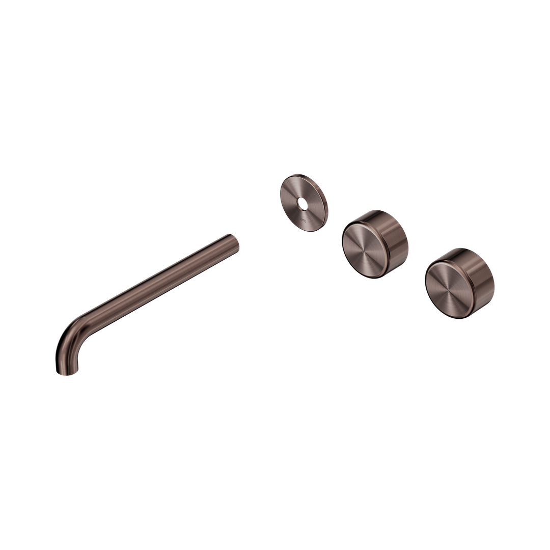 Nero Serenity Wall Basin Set 220Mm Offset Spout With Metal Handle Trim Kit Only Brushed Bronze