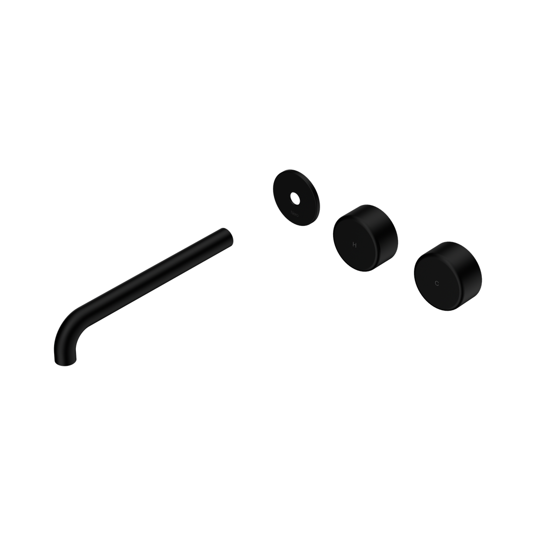 Nero Serenity Wall Basin Set 220Mm Offset Spout With Metal Handle Trim Kit Only Matte Black