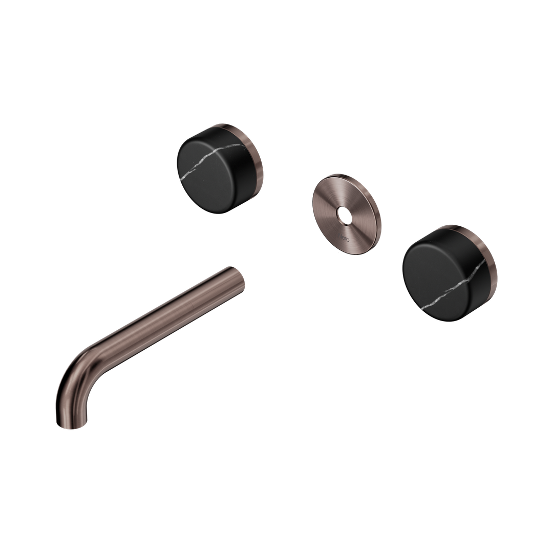 Nero Serenity Wall Basin Set 160Mm Spout With Marquina Black Handle Trim Kit Only Brushed Bronze