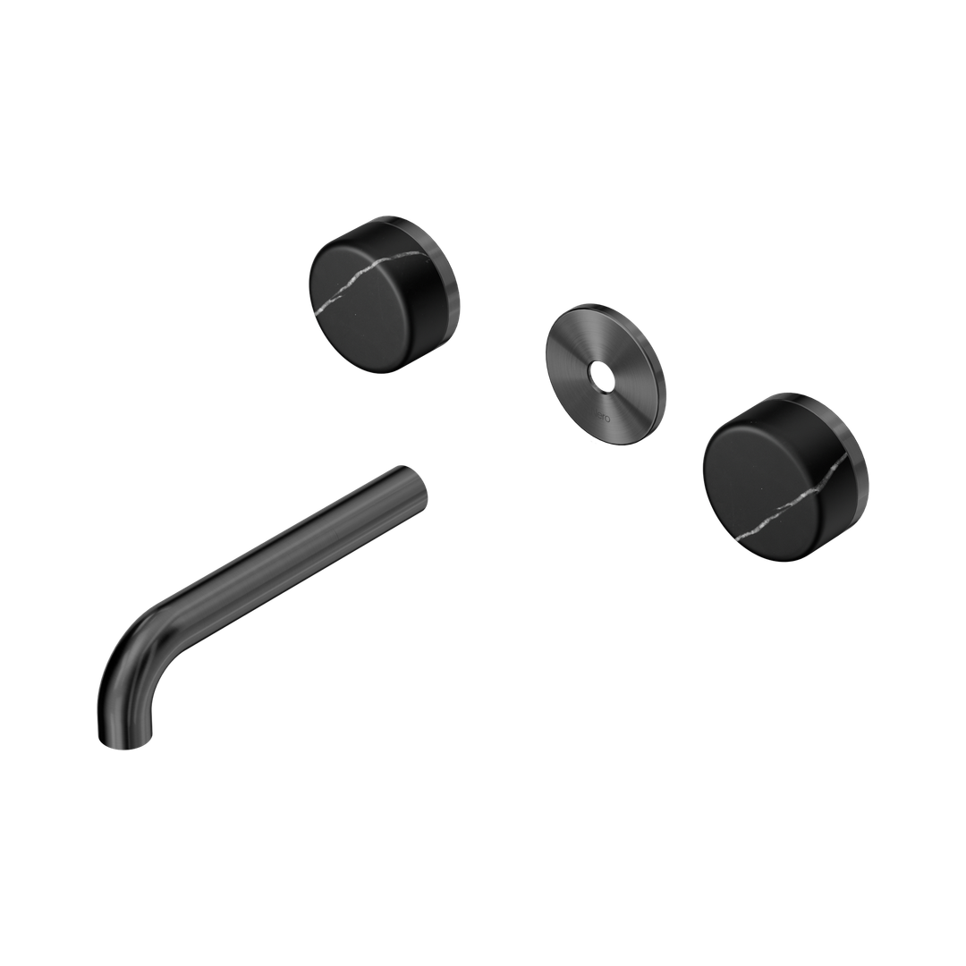 Nero Serenity Wall Basin Set 160Mm Spout With Marquina Black Handle Trim Kit Only Gun Metal