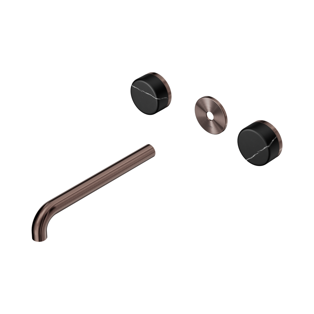 Nero Serenity Wall Basin Set 220Mm Spout With Marquina Black Handle Trim Kit Only Brushed Bronze