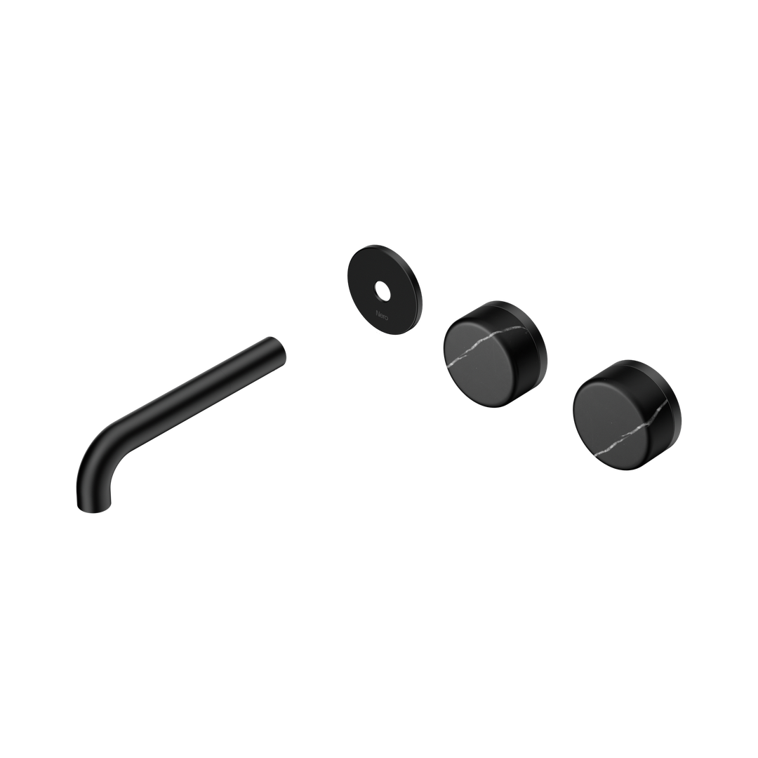 Nero Serenity Wall Basin Set 160Mm Offset Spout Marquina Black Handle Trim Kit Only Matte Black